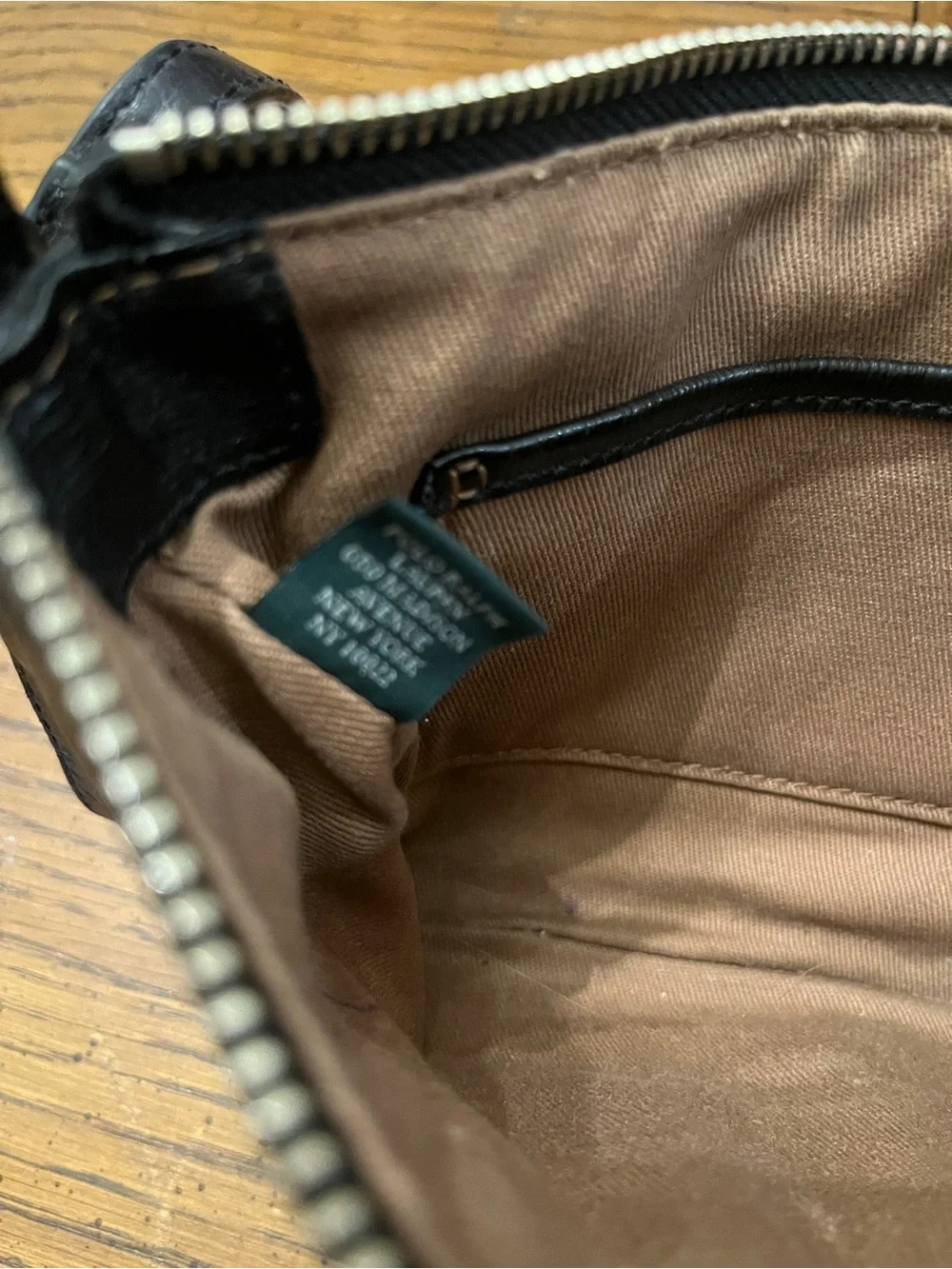 Lauren‎ Ralph Lauren Black Leather Wristlet with Metal Logo Plate